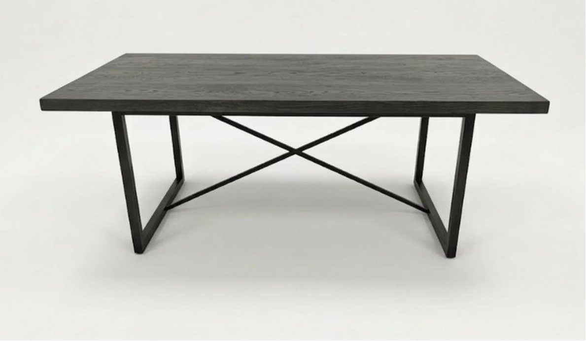 Alto Fixed Dining Table — Grey Wood / Black Metal