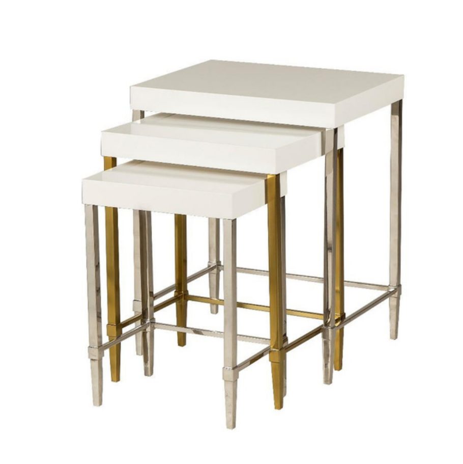 Formal Nesting Table — White Lacquer · Designer: Boyd