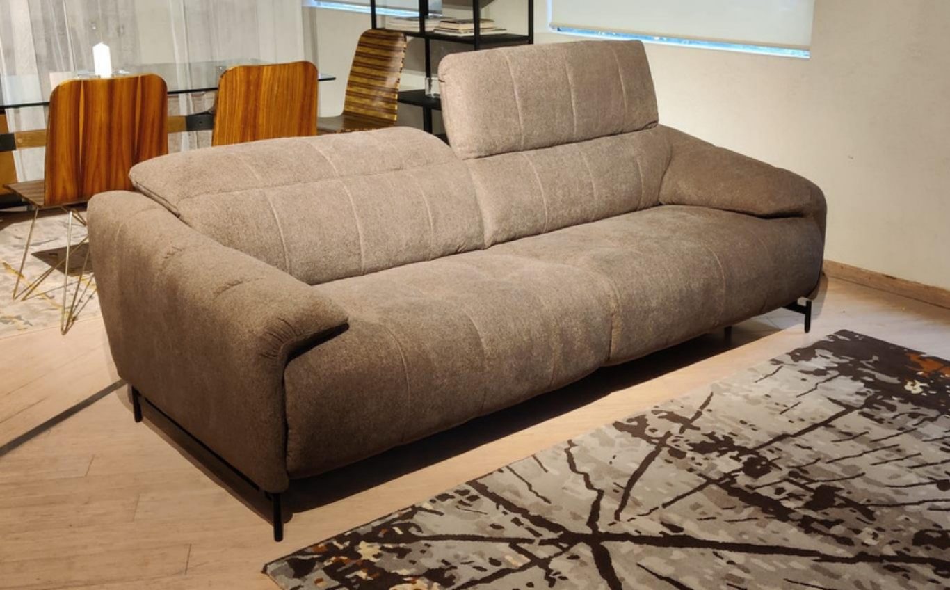 Giano Relax Recliner — Brown Fabric · 3-Seat