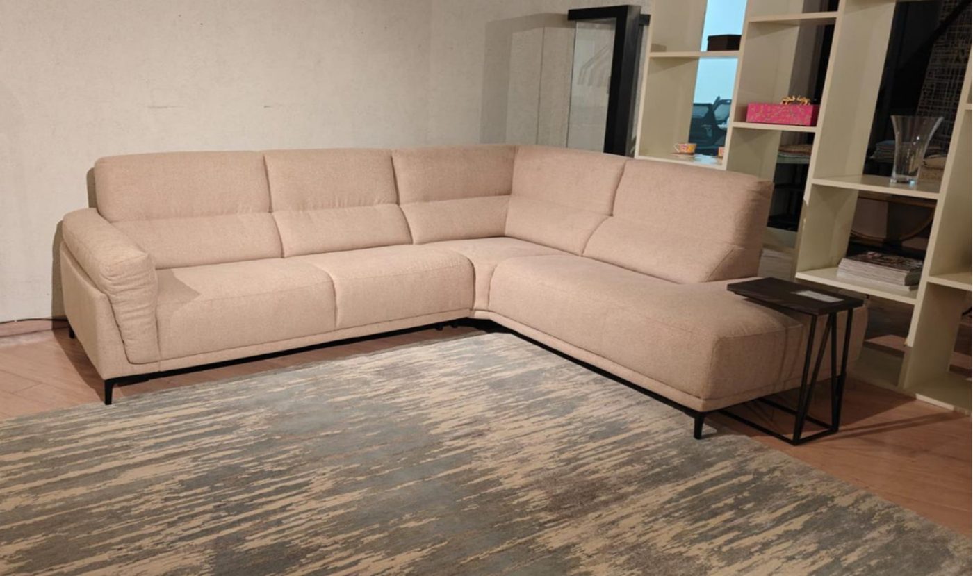 Oscar L-Shaped Sofa — Fabric, Beige