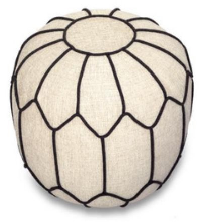 Pouf Ottoman — Off-White Fabric · Black Metz